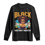 Black History Month Long Sleeve Shirt African Girl Reading Book Melanin Pride