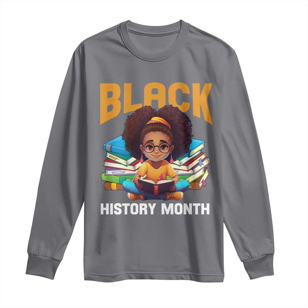 Black History Month Long Sleeve Shirt African Girl Reading Book Melanin Pride