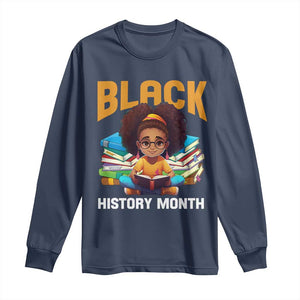 Black History Month Long Sleeve Shirt African Girl Reading Book Melanin Pride