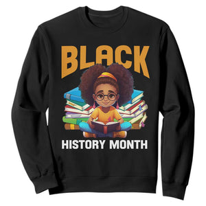 Black History Month Sweatshirt African Girl Reading Book Melanin Pride