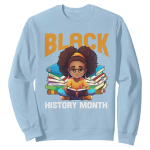 Black History Month Sweatshirt African Girl Reading Book Melanin Pride