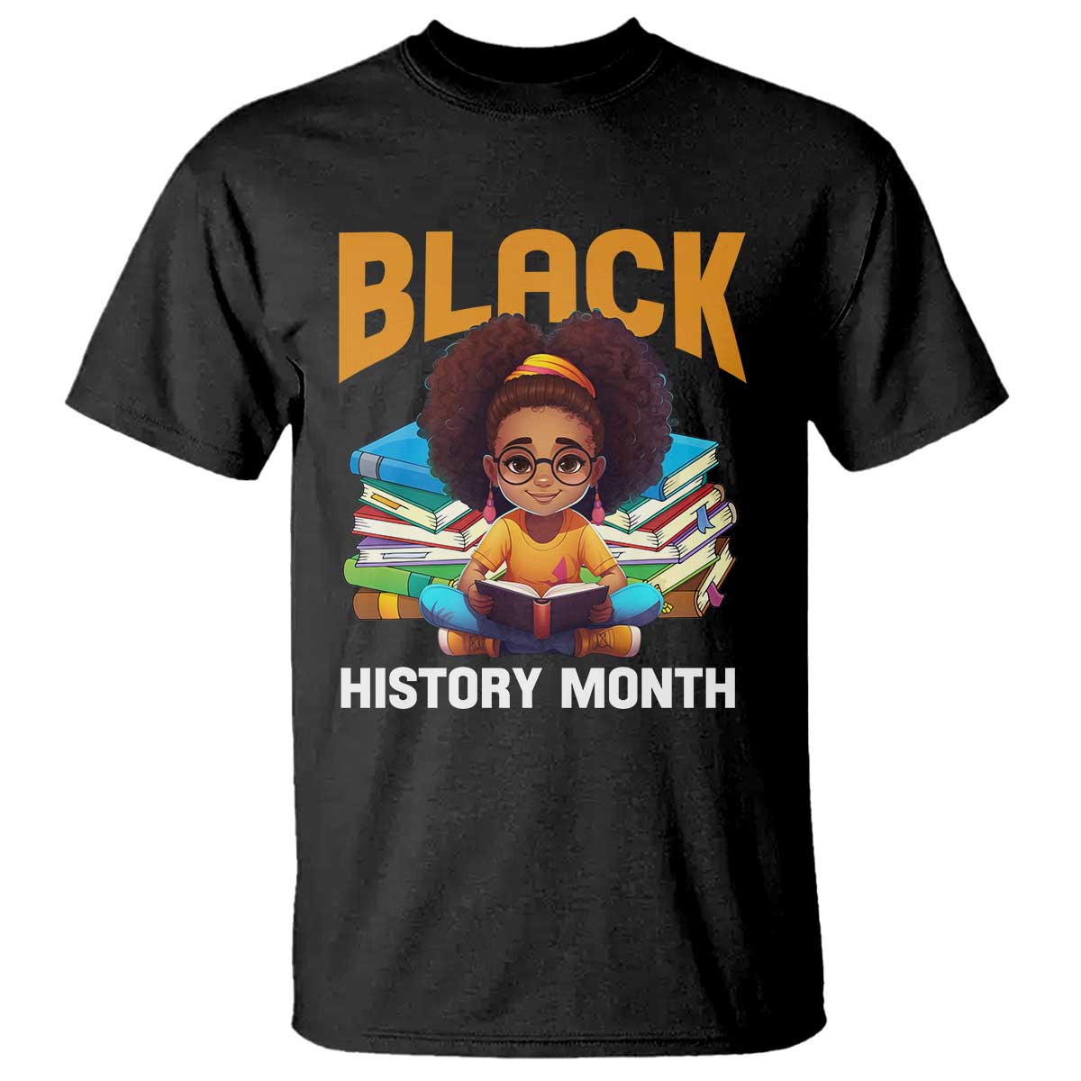 Black History Month T Shirt African Girl Reading Book Melanin Pride
