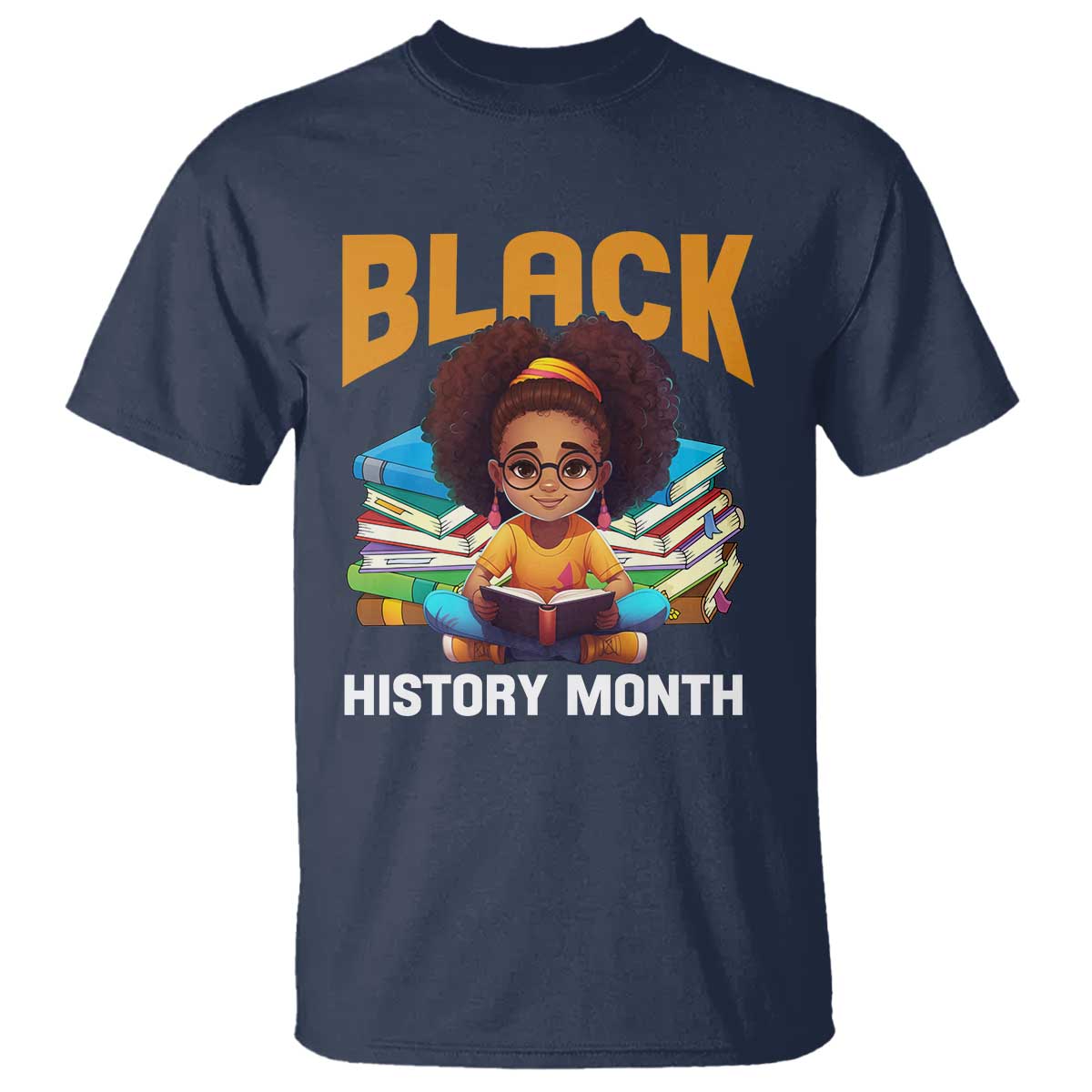 Black History Month T Shirt African Girl Reading Book Melanin Pride