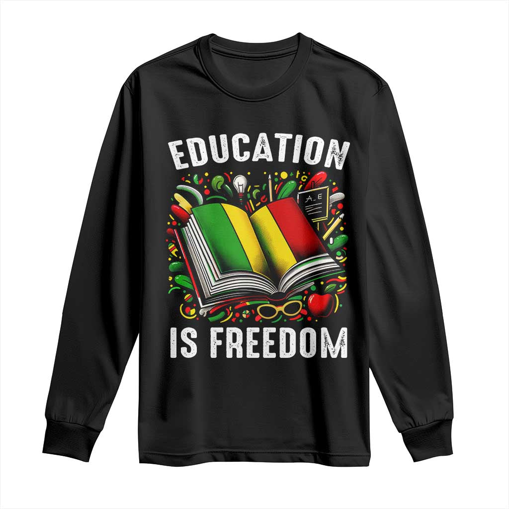 Black Teacher Long Sleeve Shirt Education Is Freedom Reading Books Black History Month