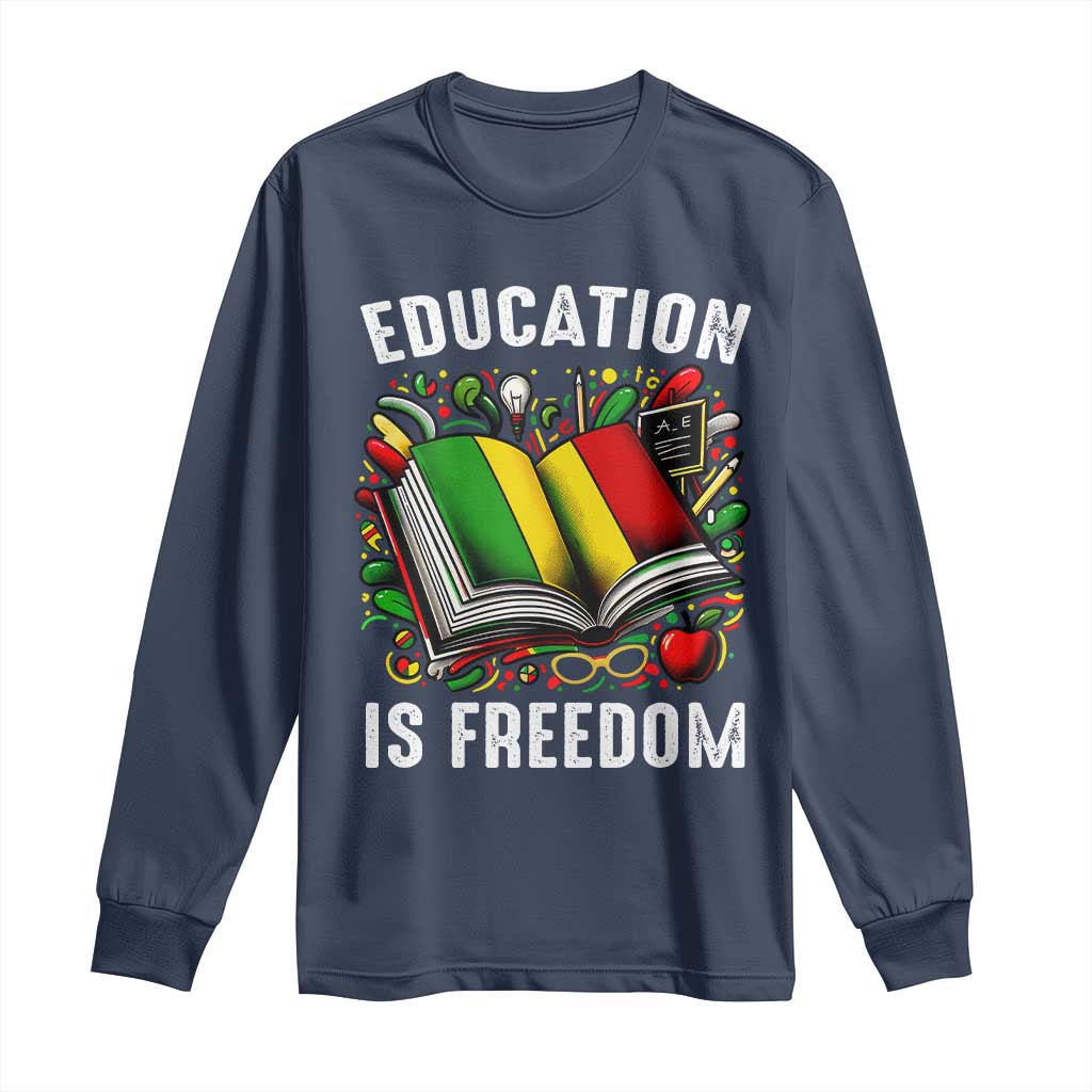 Black Teacher Long Sleeve Shirt Education Is Freedom Reading Books Black History Month