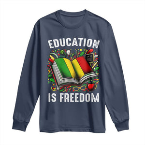 Black Teacher Long Sleeve Shirt Education Is Freedom Reading Books Black History Month