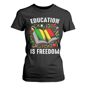 Black Teacher T Shirt For Women Education Is Freedom Reading Books Black History Month