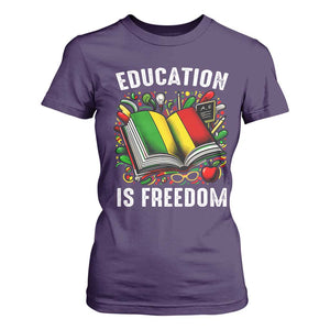 Black Teacher T Shirt For Women Education Is Freedom Reading Books Black History Month