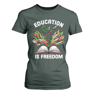 Black Teacher Pride T Shirt For Women Education Is Freedom African Americans Black History Month