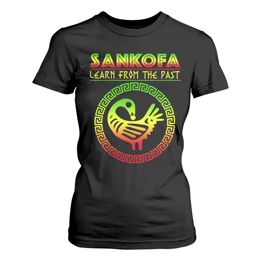 Black History Month T Shirt For Women Sankofa Learn From The Past African Bird Melanin