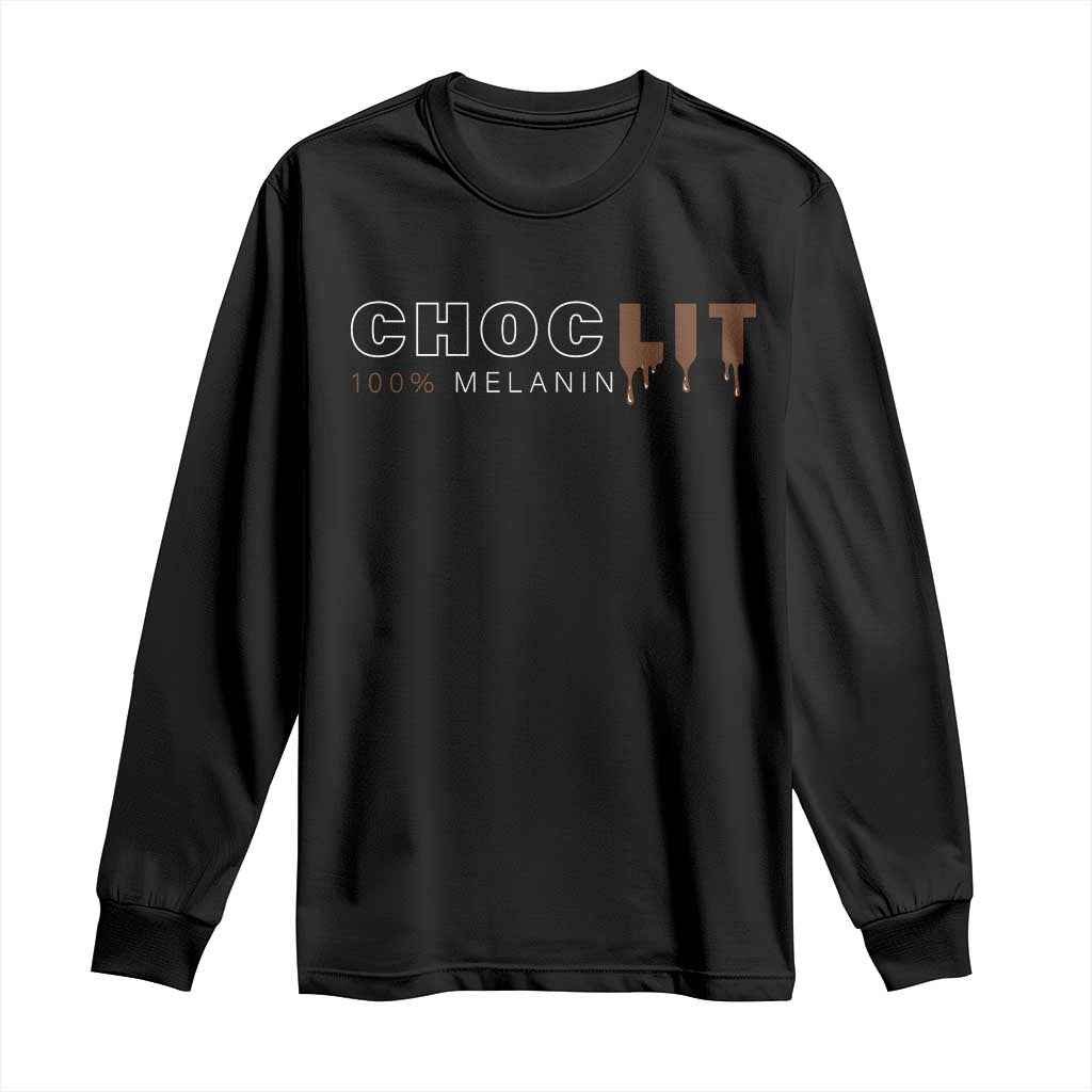 Black Pride Long Sleeve Shirt Choclit 100% Melanin African American Afro