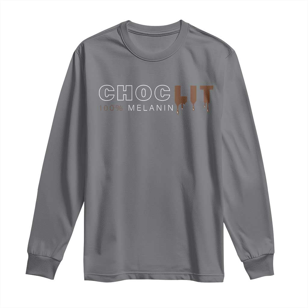 Black Pride Long Sleeve Shirt Choclit 100% Melanin African American Afro
