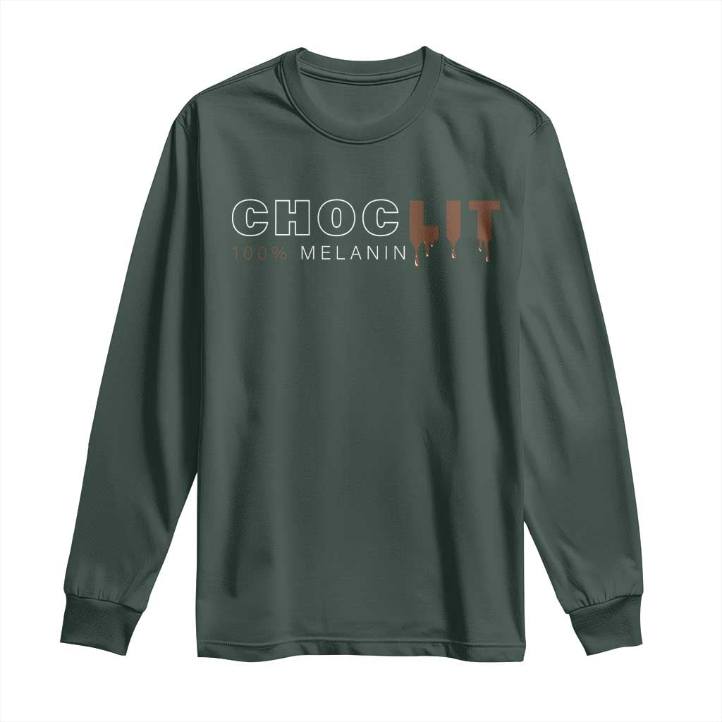 Black Pride Long Sleeve Shirt Choclit 100% Melanin African American Afro