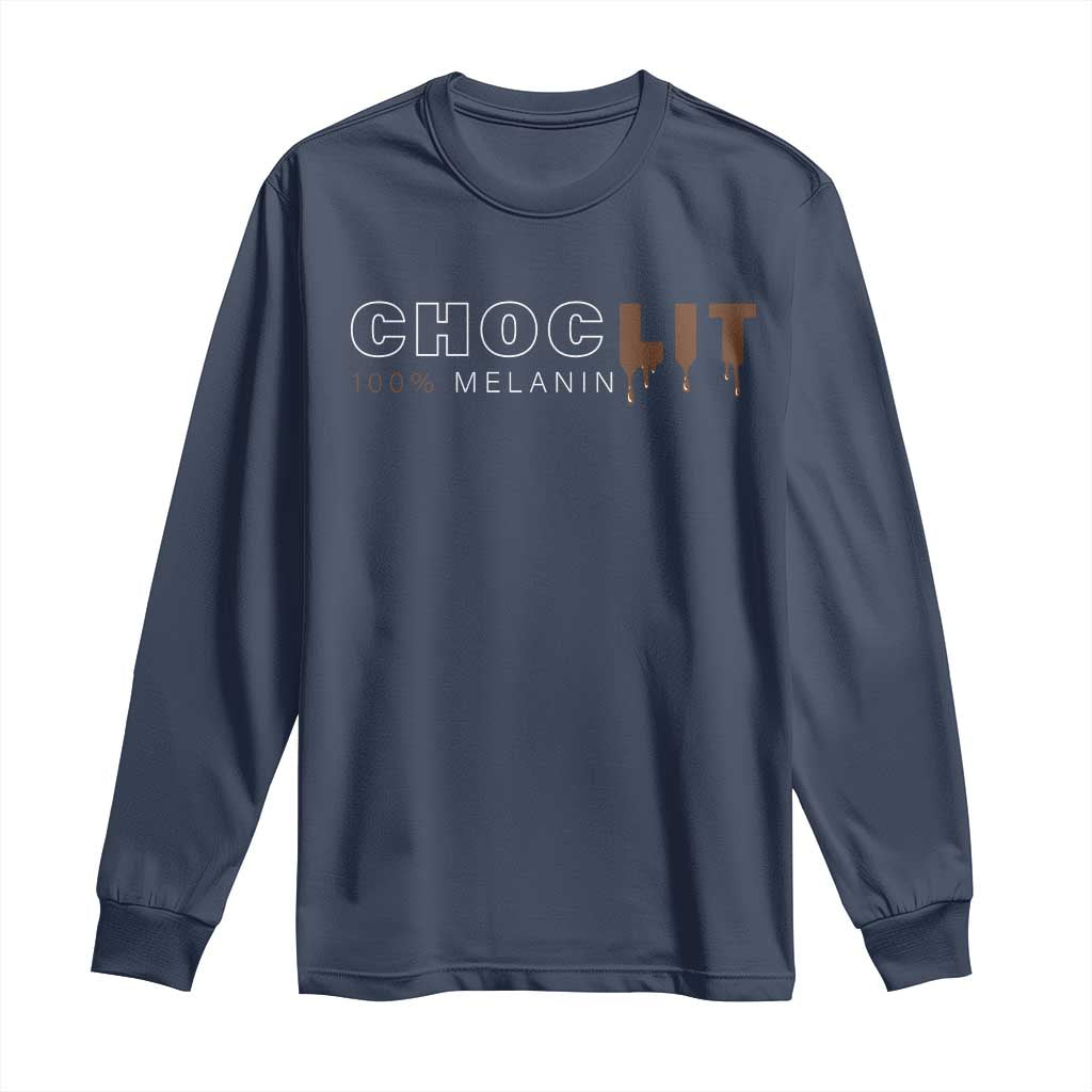 Black Pride Long Sleeve Shirt Choclit 100% Melanin African American Afro