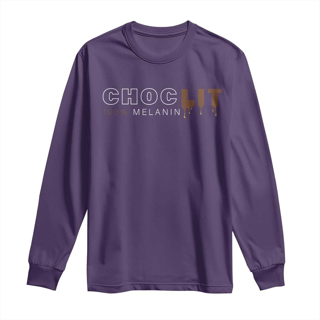 Black Pride Long Sleeve Shirt Choclit 100% Melanin African American Afro
