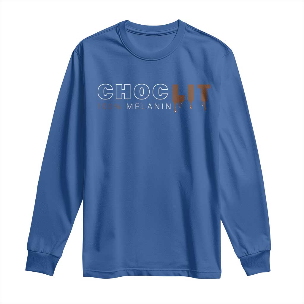 Black Pride Long Sleeve Shirt Choclit 100% Melanin African American Afro