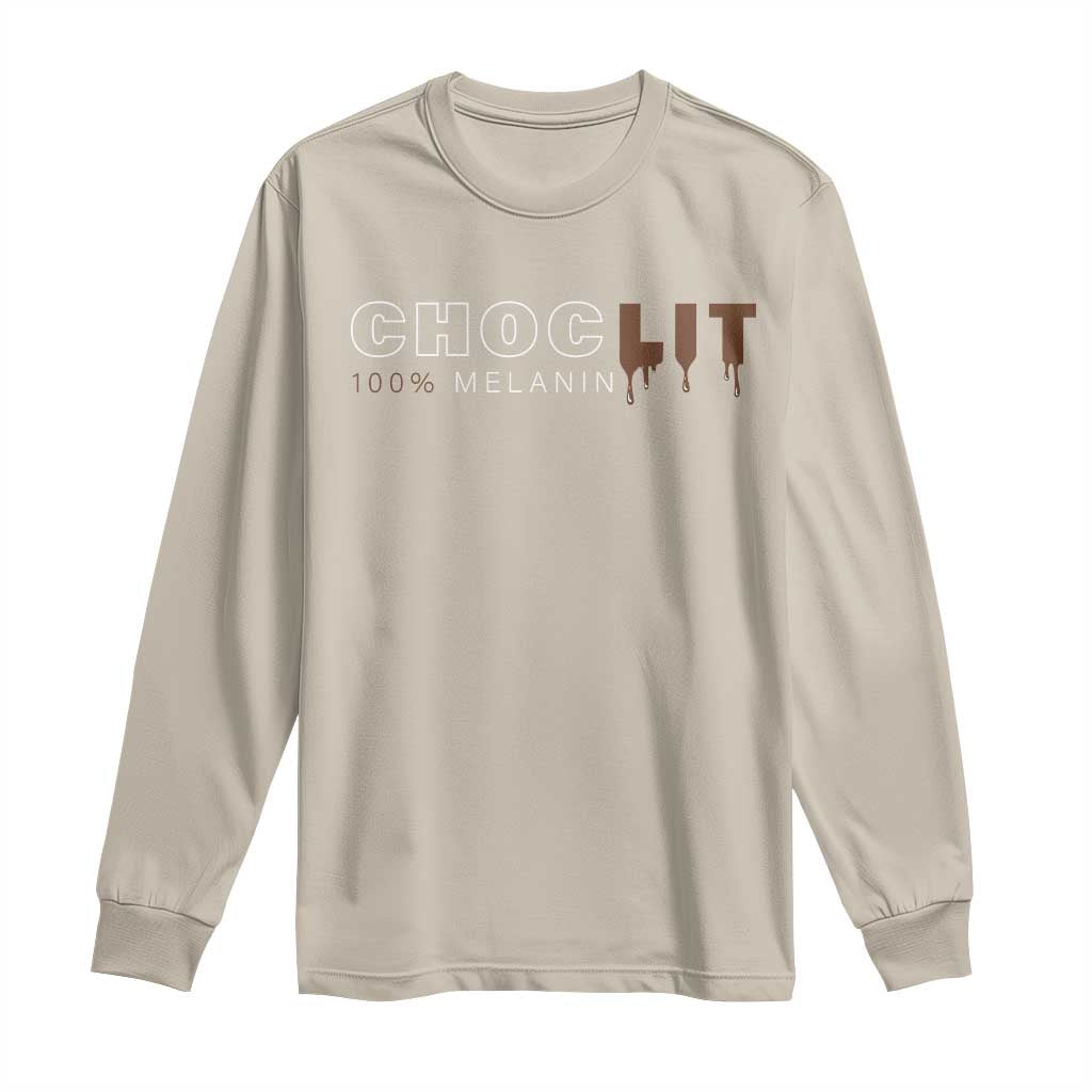 Black Pride Long Sleeve Shirt Choclit 100% Melanin African American Afro