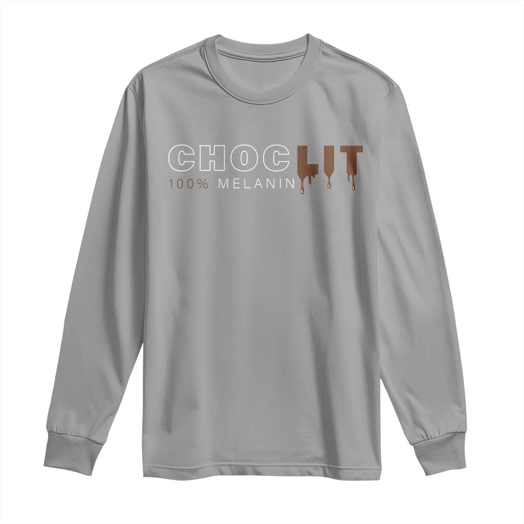 Black Pride Long Sleeve Shirt Choclit 100% Melanin African American Afro
