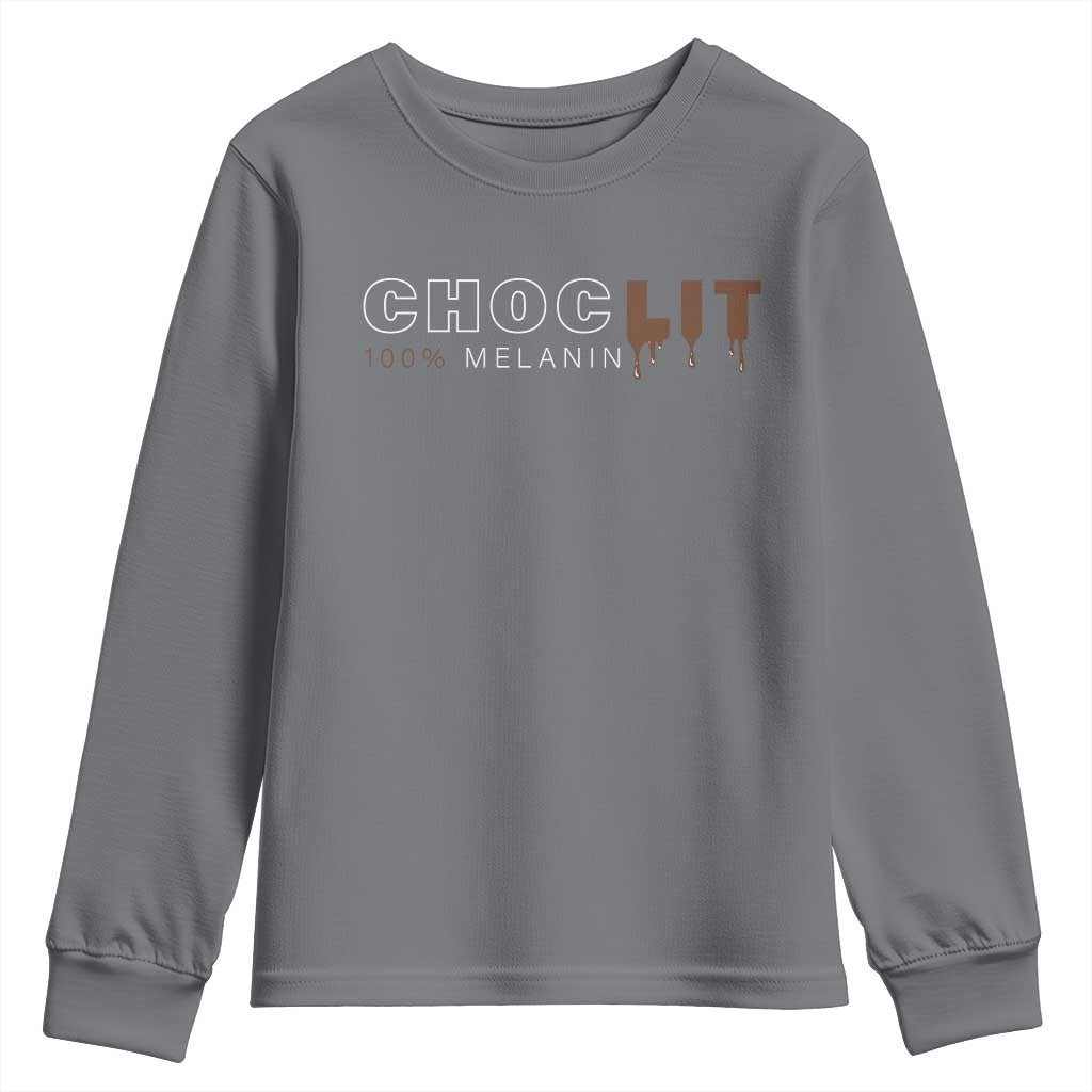 Black Pride Youth Sweatshirt Choclit 100% Melanin African American Afro