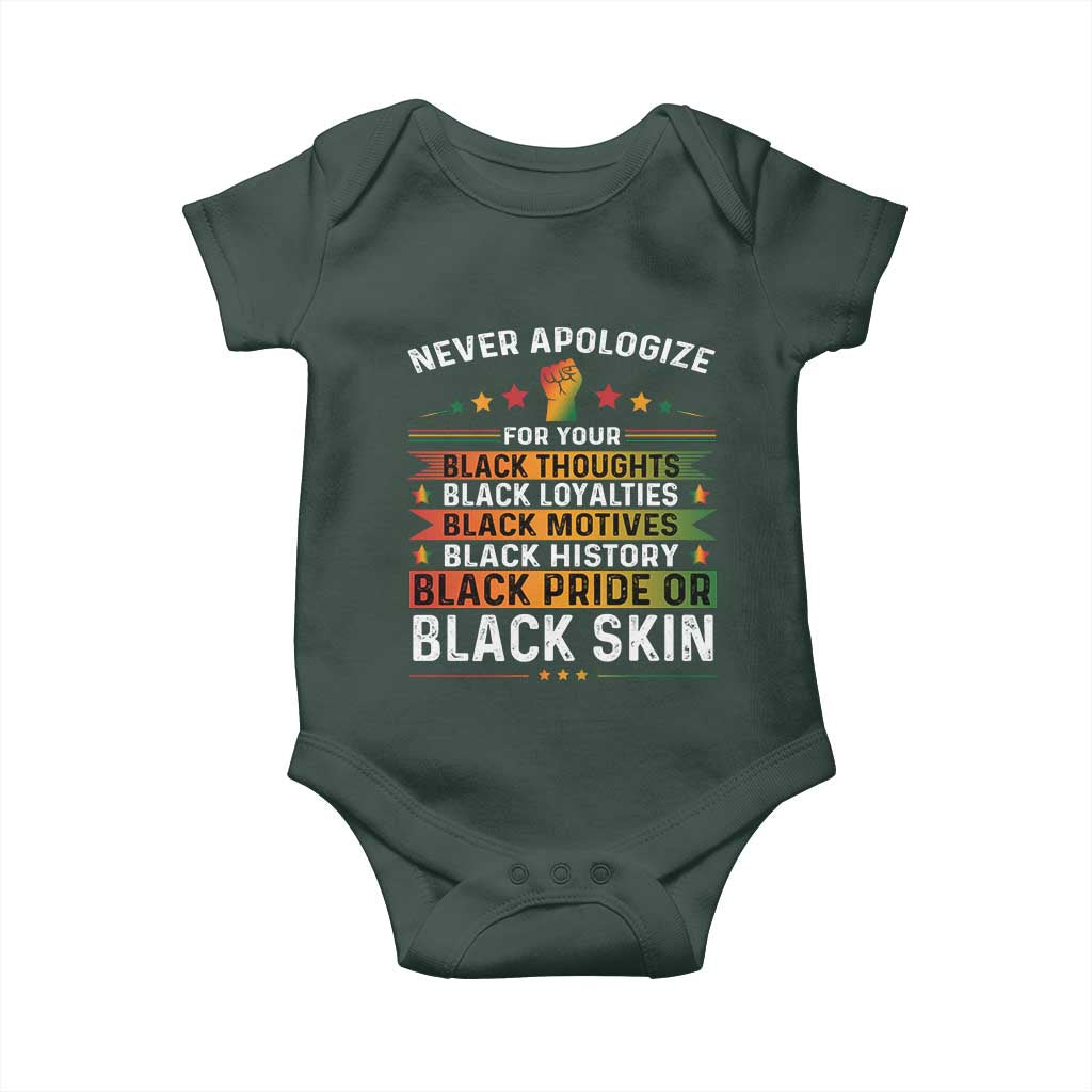 Black Pride Baby Onesie Never Apologize For Your Blackness