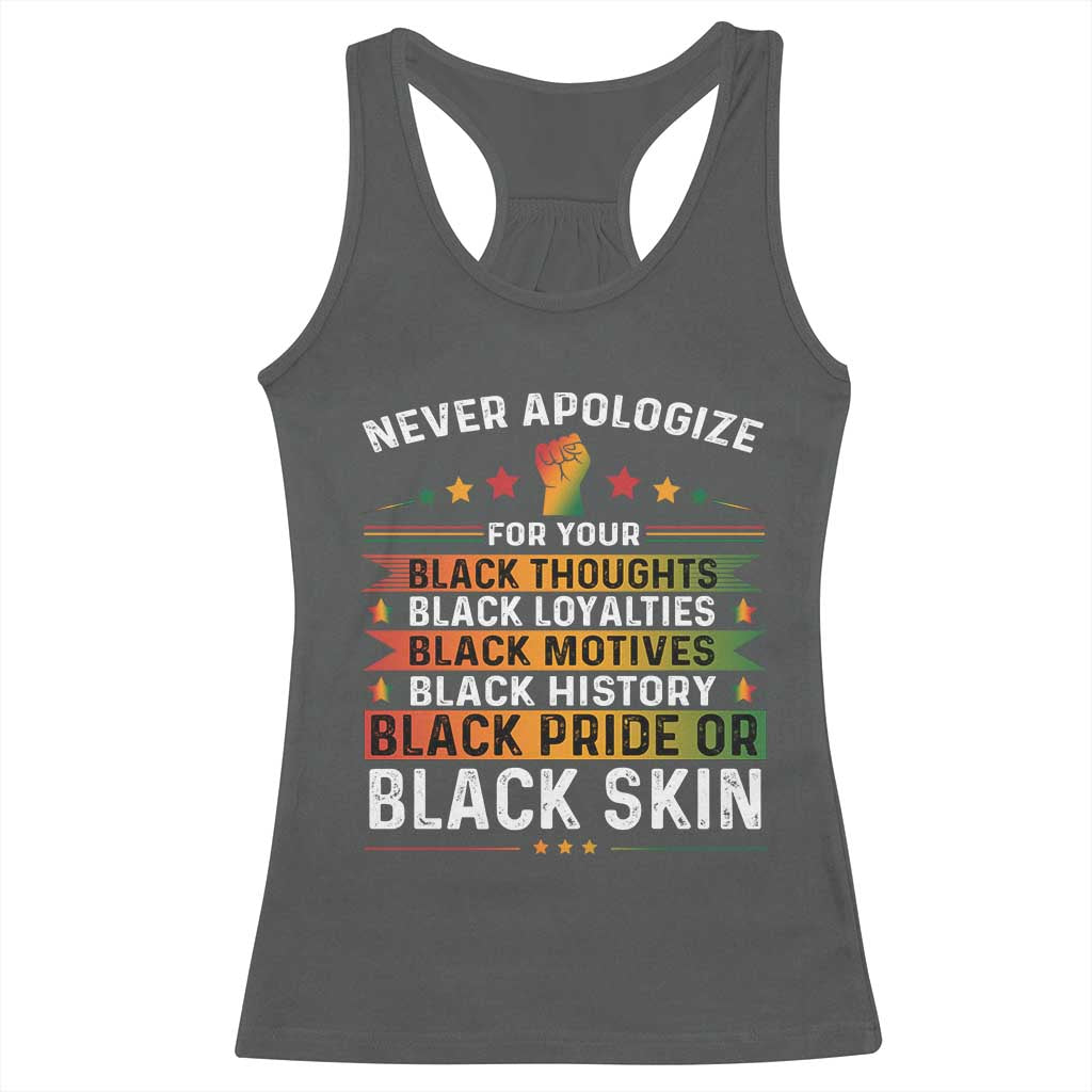 Black Pride Racerback Tank Top Never Apologize For Your Blackness