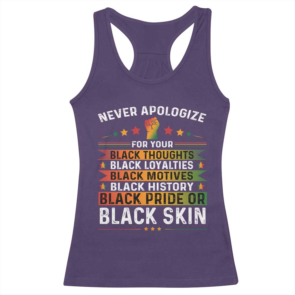 Black Pride Racerback Tank Top Never Apologize For Your Blackness