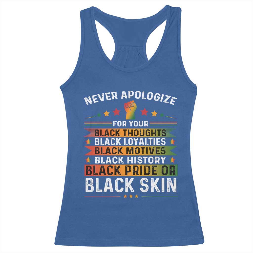 Black Pride Racerback Tank Top Never Apologize For Your Blackness