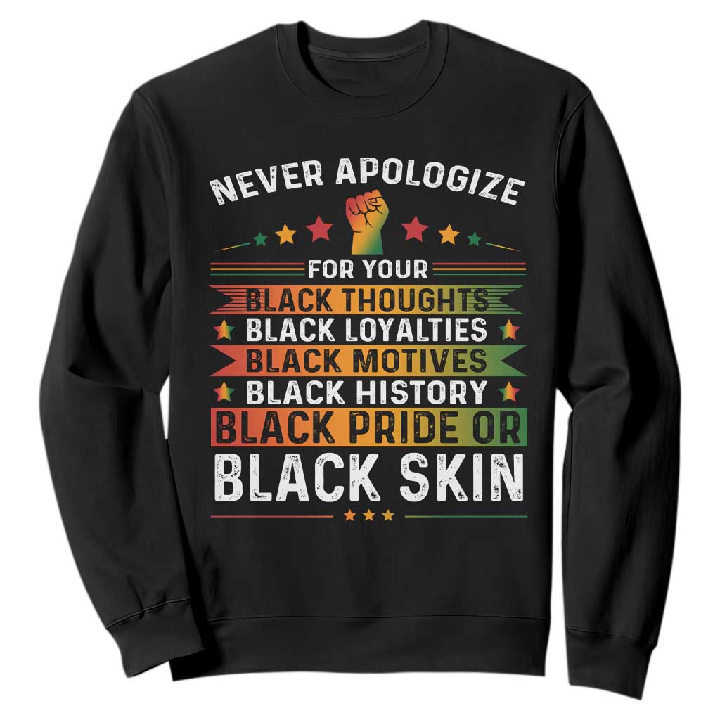 Black Pride Sweatshirt Never Apologize For Your Blackness