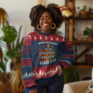 Black Pride Ugly Christmas Sweater Never Apologize For Your Blackness