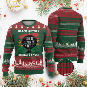 Black History Inspirational Ugly Christmas Sweater Live It Learn It Make It African American