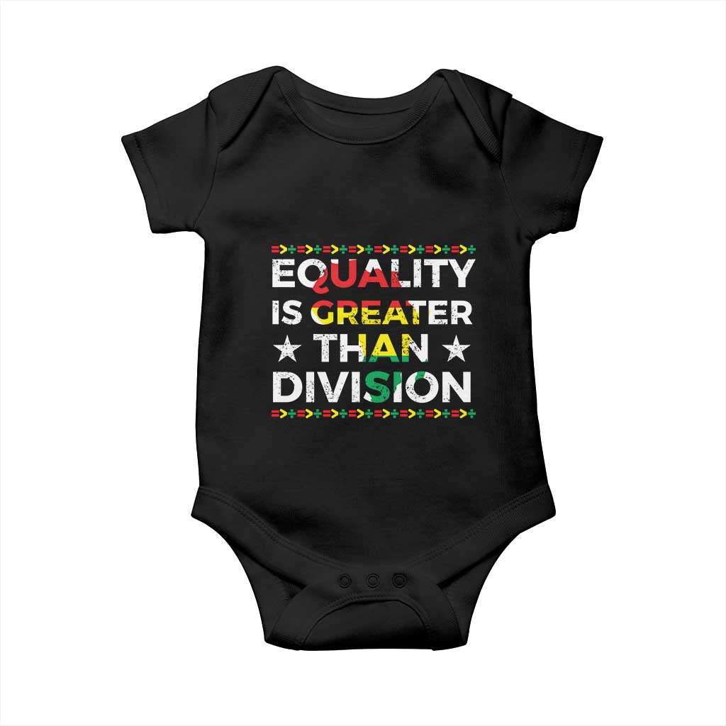 Black History Month Baby Onesie Equality Is Greater Than Division