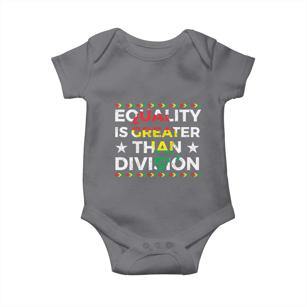 Black History Month Baby Onesie Equality Is Greater Than Division