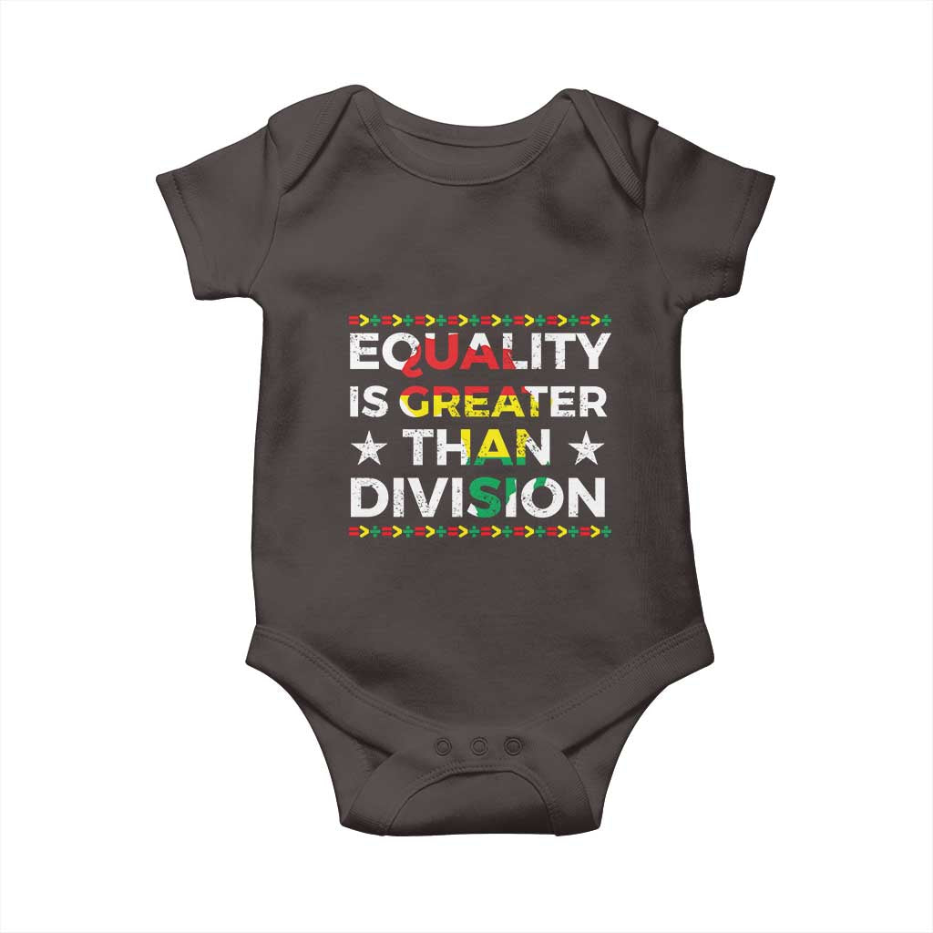 Black History Month Baby Onesie Equality Is Greater Than Division