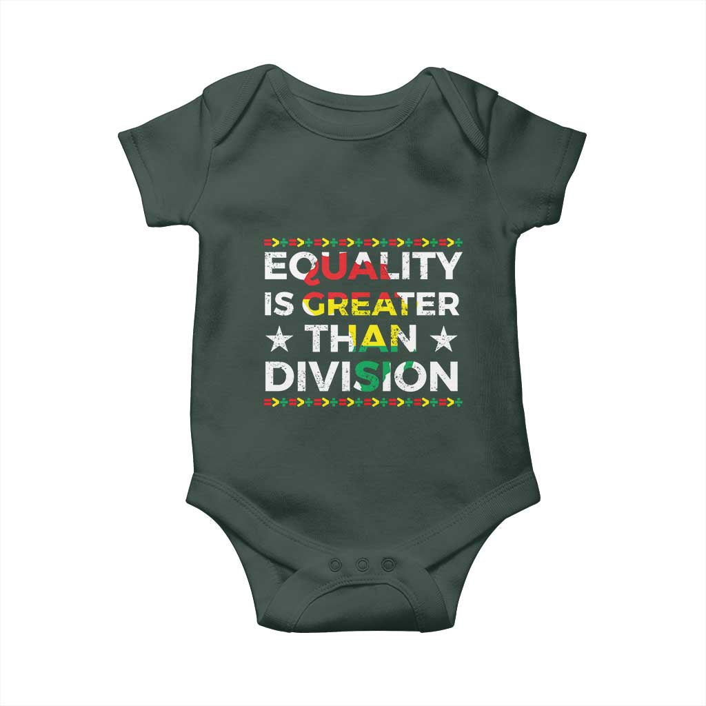 Black History Month Baby Onesie Equality Is Greater Than Division