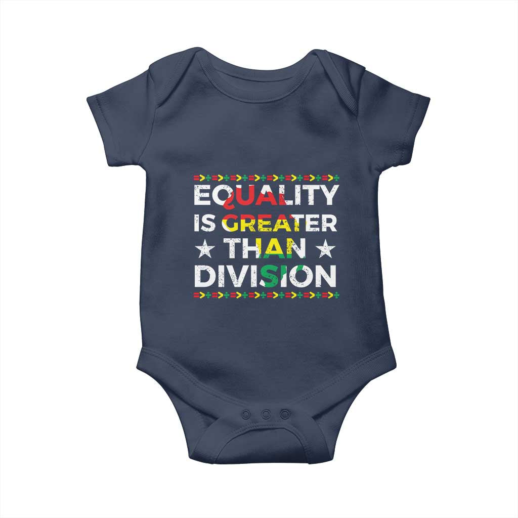 Black History Month Baby Onesie Equality Is Greater Than Division