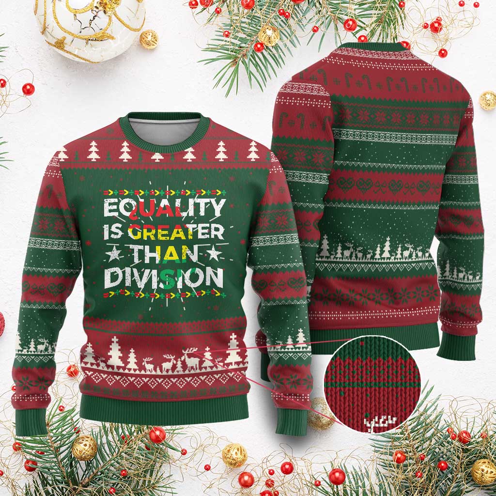 Black History Month Ugly Christmas Sweater Equality Is Greater Than Division