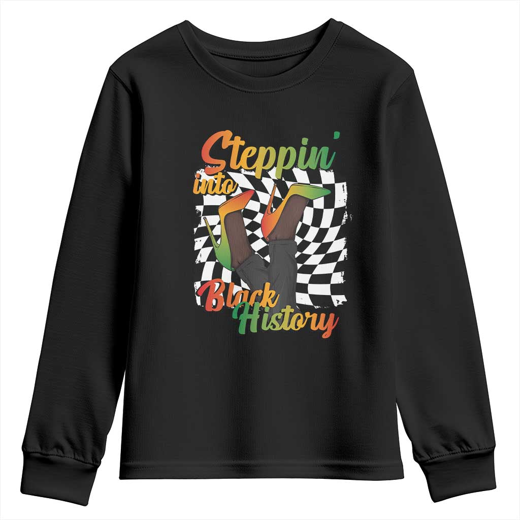 Stepping Into Black History Month Youth Sweatshirt African American Women Melanin Pride