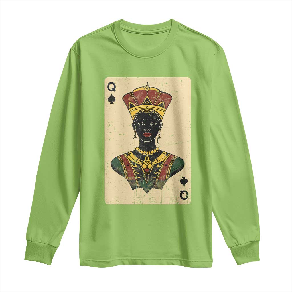 Black Pride African Queen Card Long Sleeve Shirt