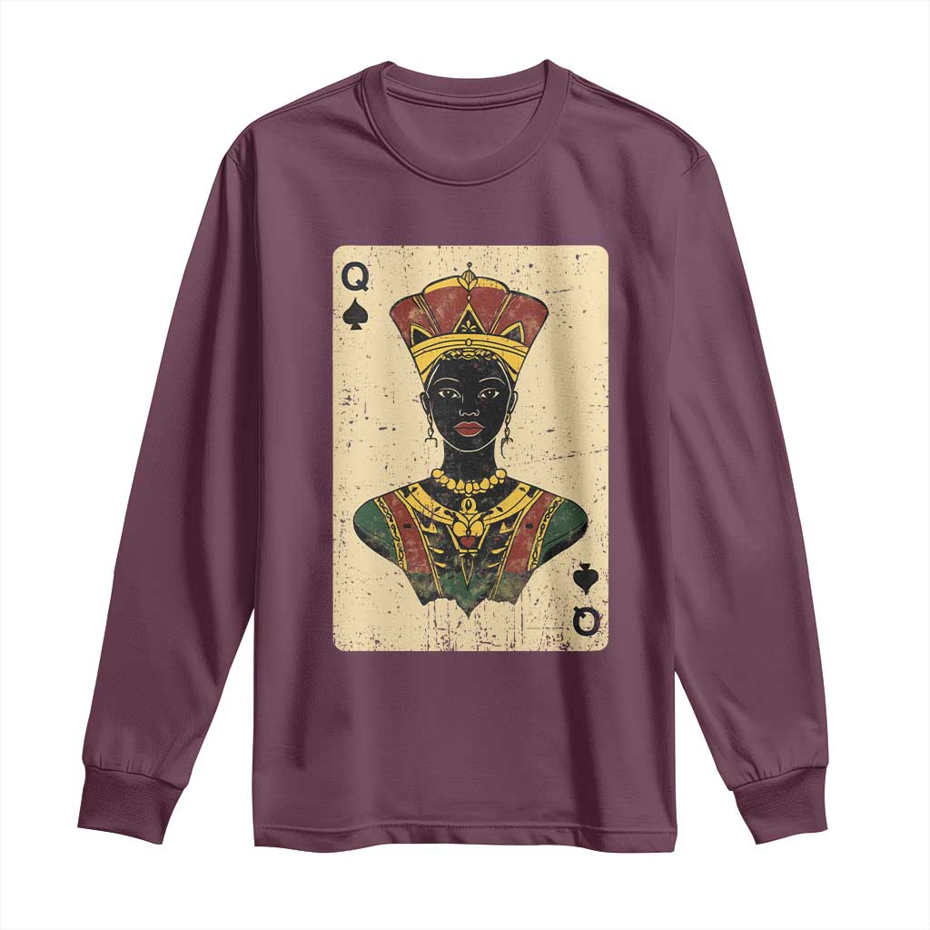 Black Pride African Queen Card Long Sleeve Shirt