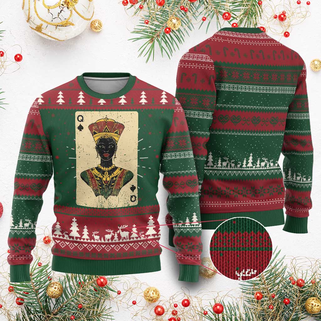 Black Pride African Queen Card Ugly Christmas Sweater