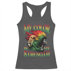 Black Pride Racerback Tank Top My Color Is My Strength African American Lion Women