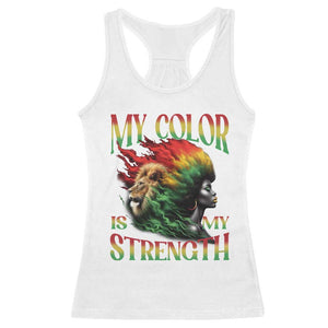 Black Pride Racerback Tank Top My Color Is My Strength African American Lion Women