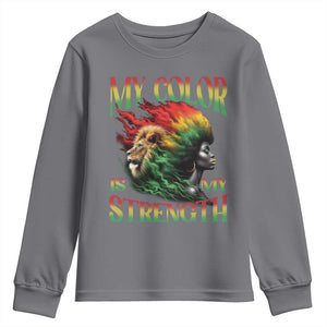 Black Pride Youth Sweatshirt My Color Is My Strength African American Lion Women