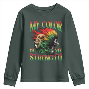 Black Pride Youth Sweatshirt My Color Is My Strength African American Lion Women