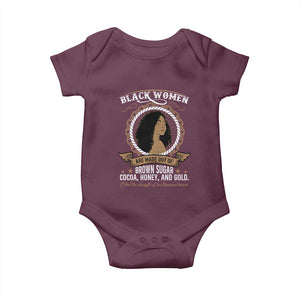 Black Women Pride Baby Onesie Made Out Of Brown Sugar Cocoa Honey And Gold