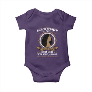 Black Women Pride Baby Onesie Made Out Of Brown Sugar Cocoa Honey And Gold