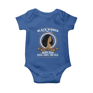 Black Women Pride Baby Onesie Made Out Of Brown Sugar Cocoa Honey And Gold