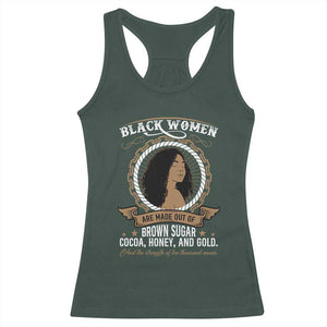 Black Women Pride Racerback Tank Top Made Out Of Brown Sugar Cocoa Honey And Gold