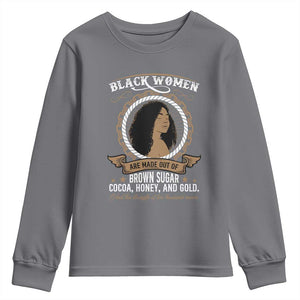 Black Women Pride Youth Sweatshirt Made Out Of Brown Sugar Cocoa Honey And Gold