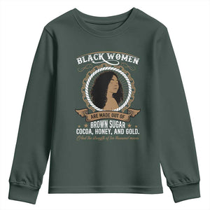 Black Women Pride Youth Sweatshirt Made Out Of Brown Sugar Cocoa Honey And Gold